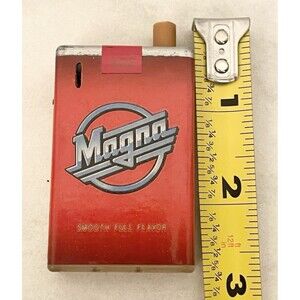 WORKS! Vintage Magna Cigarette Metal Lighter Advertising Tobacco Collectible